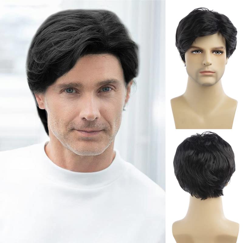 Men Wigs Short Silver Gray Wig Synthetic Heat Resistant Hair Wig - Wigtrends