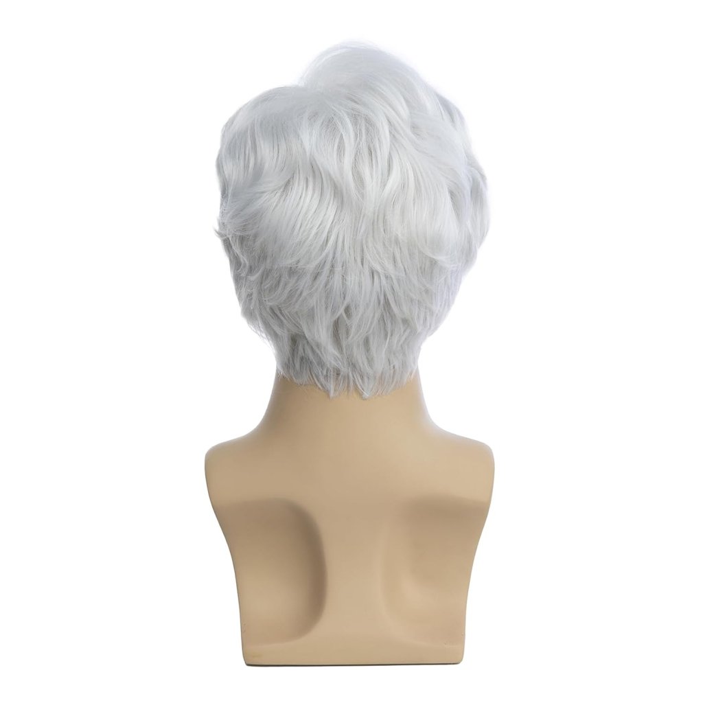 Men Wigs Short Silver Gray Wig Synthetic Heat Resistant Hair Wig - Wigtrends