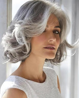 Mid - length Grey Wavy Bob Wigs for Women Short Gray Curly Wig Synthetic Salt and Pepper Wigs - Wigtrends