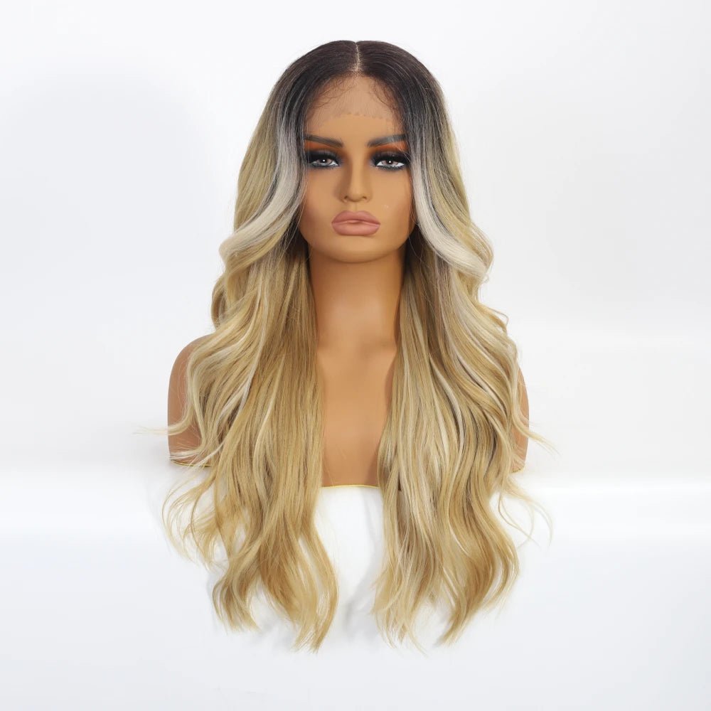 Mid Part Long Body Wave Synthetic Wig - Wigtrends