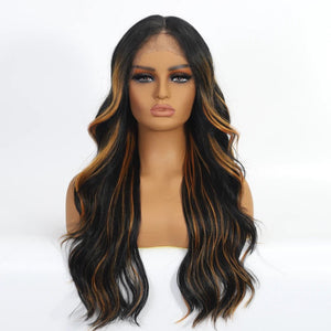 Mid Part Long Body Wave Synthetic Wig - Wigtrends