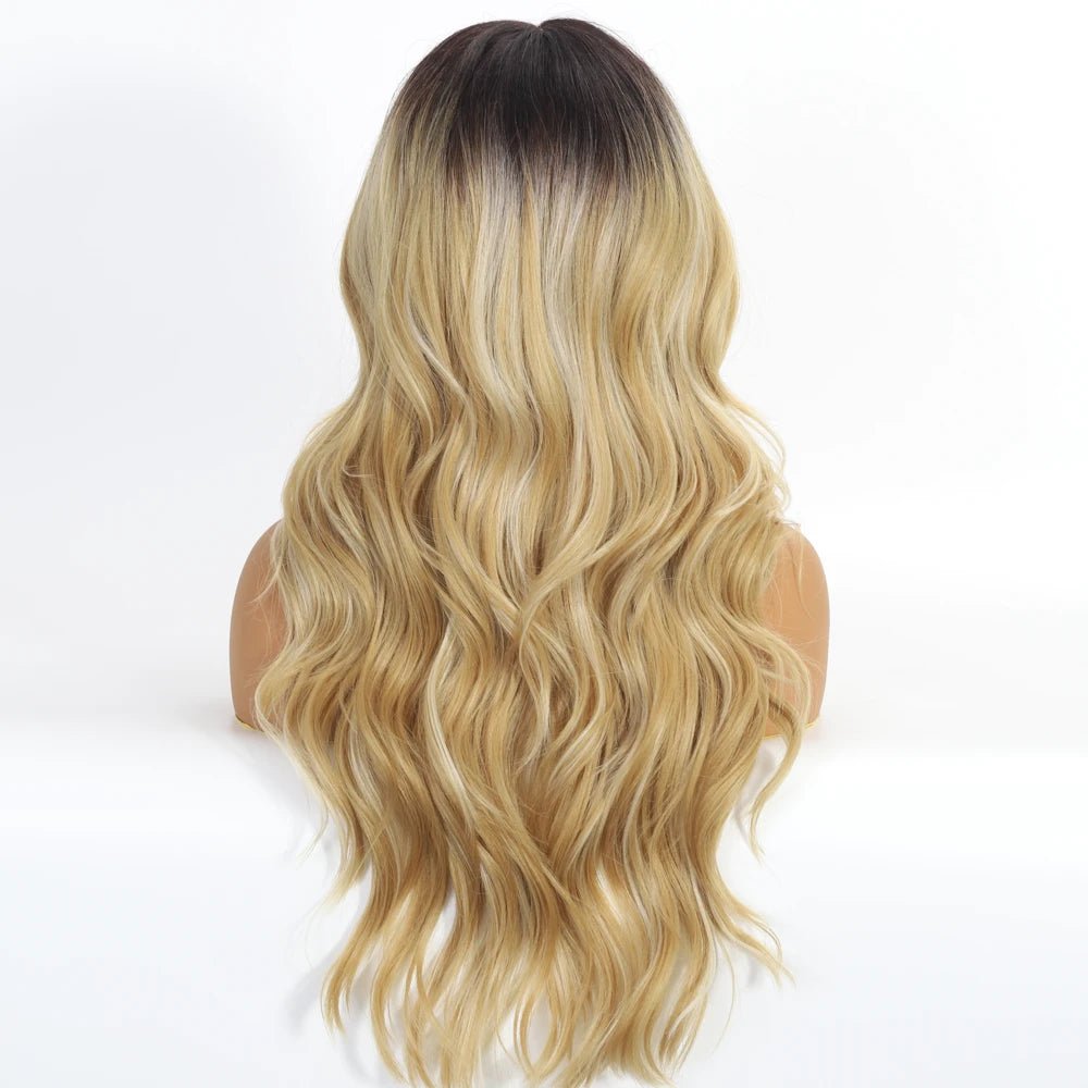 Mid Part Long Body Wave Synthetic Wig - Wigtrends