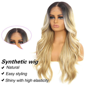 Mid Part Long Body Wave Synthetic Wig - Wigtrends