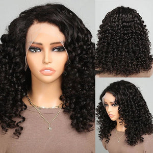 Natural Black Lace Front Fumi Curly Wavy Wigs - Wigtrends