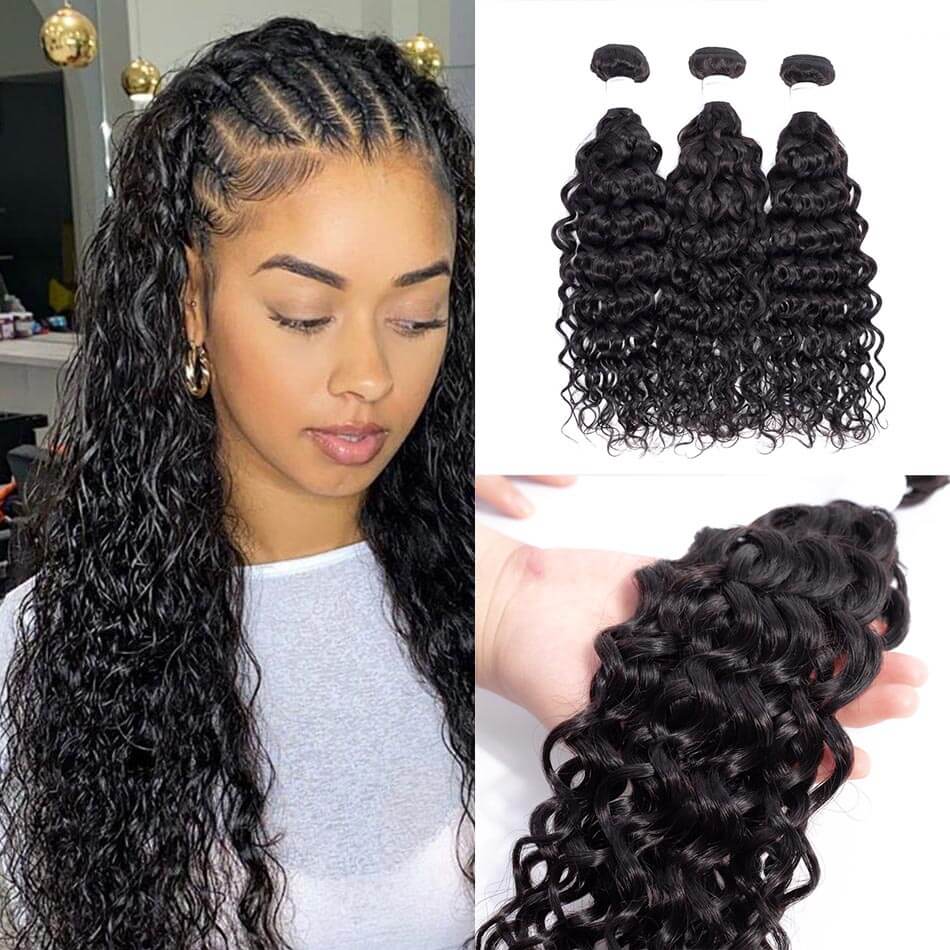 Natural Looking Water Wave Long Wigs 3 Bundles Human Hair - Wigtrends