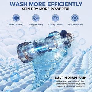 Nictemaw Portable Washing Machine, 20Lbs Capacity Full - Automatic Portable Washer Machine, 2.8Cu.ft Washer and Dryer Combo with Drain Pump, 10 Programs & 8 Water Levels for Apartment, Dorms, RV - Wigtrends