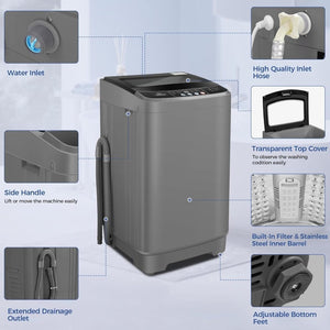 Nictemaw Portable Washing Machine, 20Lbs Capacity Full - Automatic Portable Washer Machine, 2.8Cu.ft Washer and Dryer Combo with Drain Pump, 10 Programs & 8 Water Levels for Apartment, Dorms, RV - Wigtrends