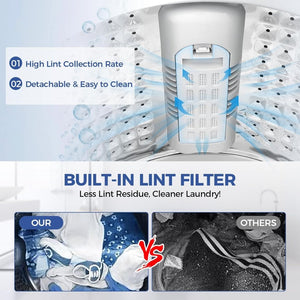 Nictemaw Portable Washing Machine, 20Lbs Capacity Full - Automatic Portable Washer Machine, 2.8Cu.ft Washer and Dryer Combo with Drain Pump, 10 Programs & 8 Water Levels for Apartment, Dorms, RV - Wigtrends