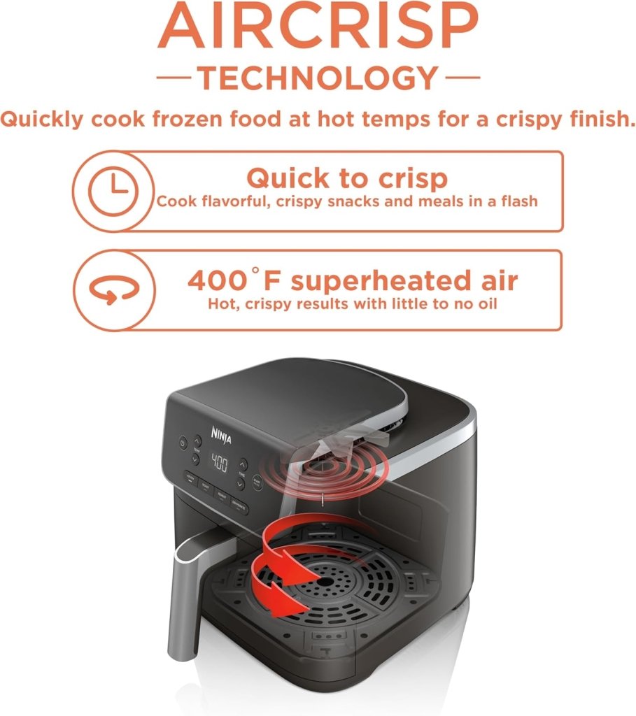Ninja Air Fryer Pro XL 6 - in - 1 with 6.5 QT Capacity, Max Crisp, Air Fry, Air Roast, Bake, Reheat, Dehydrate, Max Crisp Technology with 450F, Nonstick Basket & Crisper Plate - Wigtrends