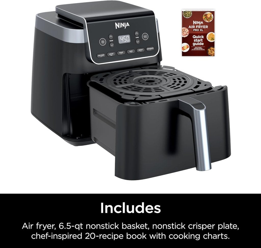 Ninja Air Fryer Pro XL 6 - in - 1 with 6.5 QT Capacity, Max Crisp, Air Fry, Air Roast, Bake, Reheat, Dehydrate, Max Crisp Technology with 450F, Nonstick Basket & Crisper Plate - Wigtrends
