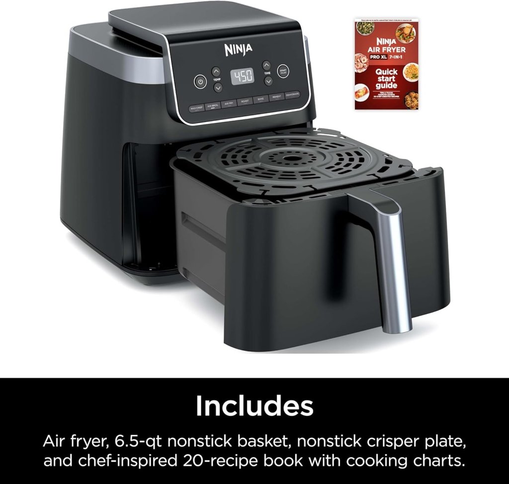 Ninja Air Fryer Pro XL 6 - in - 1 with 6.5 QT Capacity, Max Crisp, Air Fry, Air Roast, Bake, Reheat, Dehydrate, Max Crisp Technology with 450F, Nonstick Basket & Crisper Plate - Wigtrends