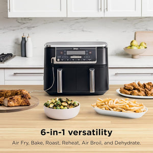 Ninja Foodi 6 - in - 1 FlexBasket Air Fryer with 7 - QT MegaZone & Basket Divider for Large Proteins & Full Meals, Smart Finish Cook 2 Foods 2 Ways, Family Sized Capacity, Air Fry, Roast & More - Wigtrends