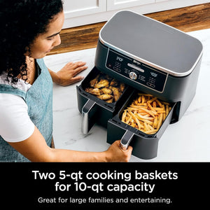 Ninja Foodi 6 - in - 1 FlexBasket Air Fryer with 7 - QT MegaZone & Basket Divider for Large Proteins & Full Meals, Smart Finish Cook 2 Foods 2 Ways, Family Sized Capacity, Air Fry, Roast & More - Wigtrends