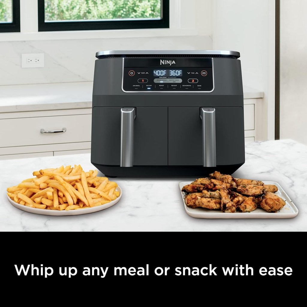 Ninja Foodi 6 - in - 1 FlexBasket Air Fryer with 7 - QT MegaZone & Basket Divider for Large Proteins & Full Meals, Smart Finish Cook 2 Foods 2 Ways, Family Sized Capacity, Air Fry, Roast & More - Wigtrends