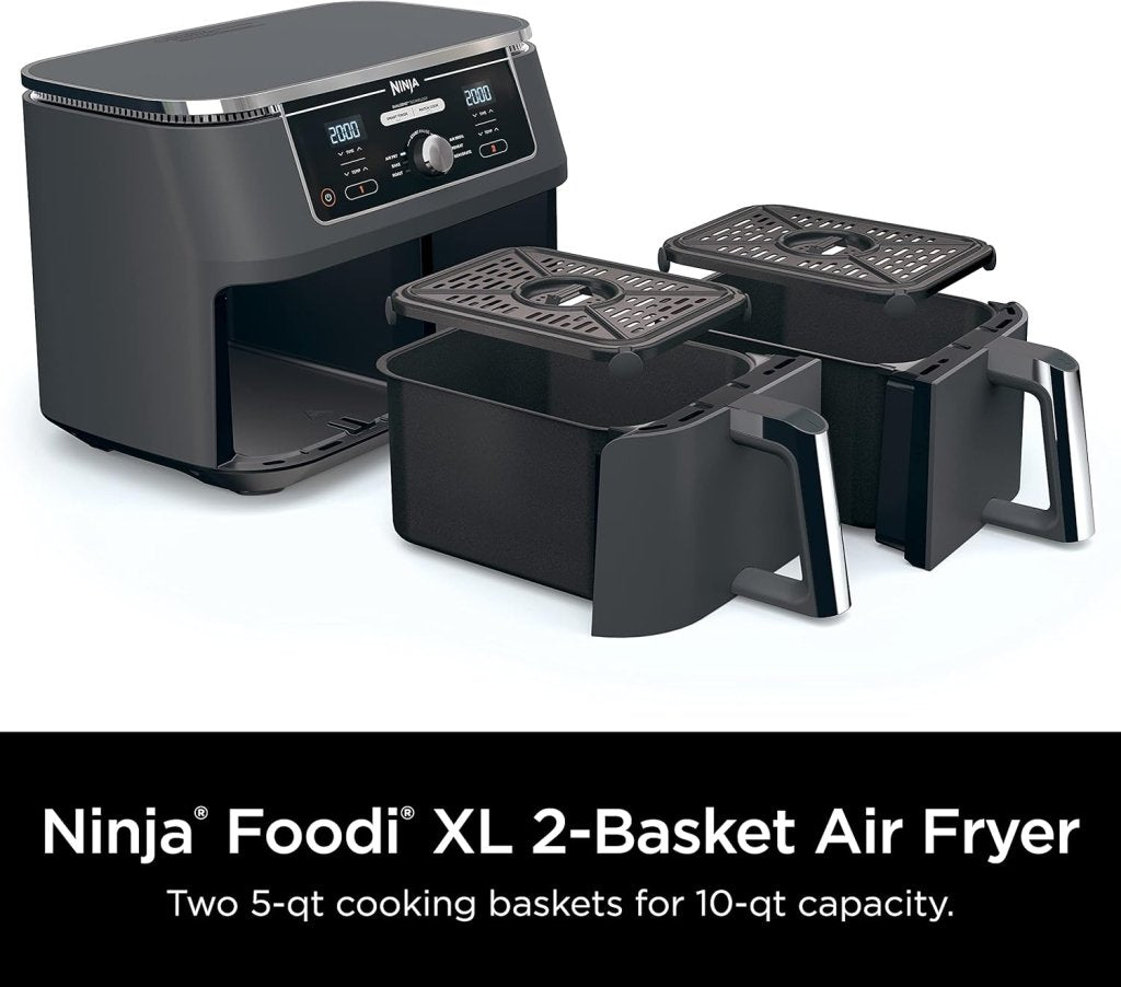 Ninja Foodi 6 - in - 1 FlexBasket Air Fryer with 7 - QT MegaZone & Basket Divider for Large Proteins & Full Meals, Smart Finish Cook 2 Foods 2 Ways, Family Sized Capacity, Air Fry, Roast & More - Wigtrends