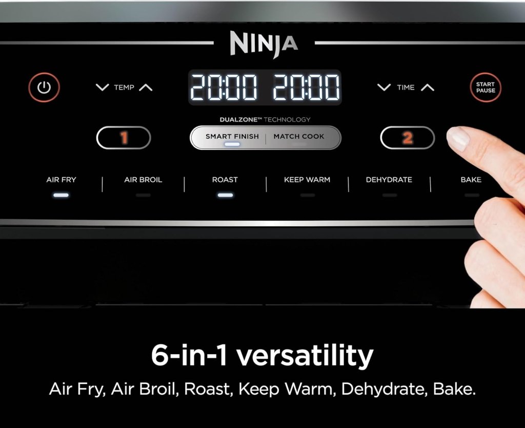 Ninja Foodi 6 - in - 1 FlexBasket Air Fryer with 7 - QT MegaZone & Basket Divider for Large Proteins & Full Meals, Smart Finish Cook 2 Foods 2 Ways, Family Sized Capacity, Air Fry, Roast & More - Wigtrends