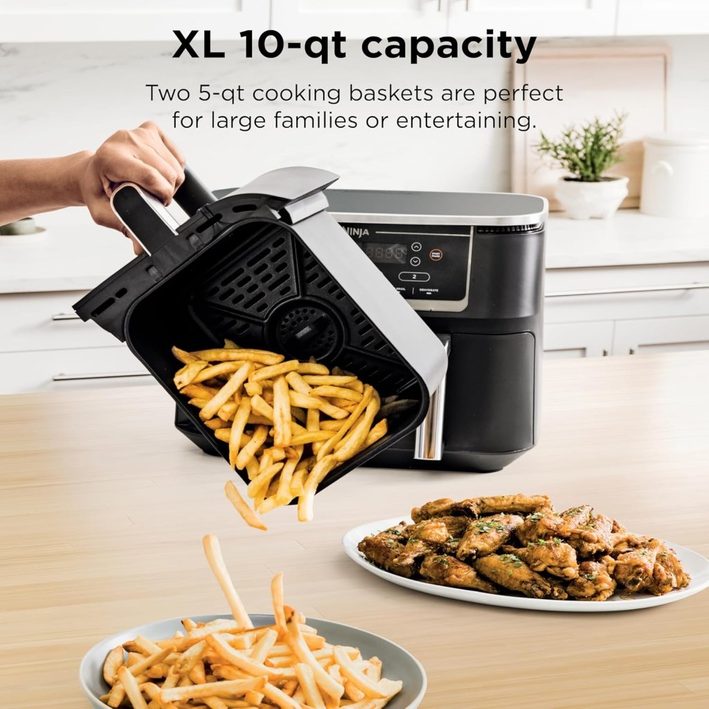 Ninja Foodi 6 - in - 1 FlexBasket Air Fryer with 7 - QT MegaZone & Basket Divider for Large Proteins & Full Meals, Smart Finish Cook 2 Foods 2 Ways, Family Sized Capacity, Air Fry, Roast & More - Wigtrends