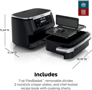 Ninja Foodi 6 - in - 1 FlexBasket Air Fryer with 7 - QT MegaZone & Basket Divider for Large Proteins & Full Meals, Smart Finish Cook 2 Foods 2 Ways, Family Sized Capacity, Air Fry, Roast & More - Wigtrends