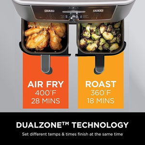 Ninja Foodi 6 - in - 1 FlexBasket Air Fryer with 7 - QT MegaZone & Basket Divider for Large Proteins & Full Meals, Smart Finish Cook 2 Foods 2 Ways, Family Sized Capacity, Air Fry, Roast & More - Wigtrends