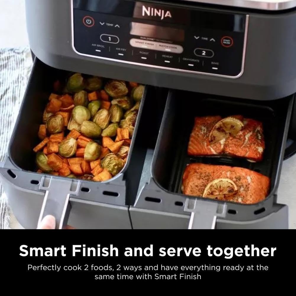 Ninja Foodi 6 - in - 1 FlexBasket Air Fryer with 7 - QT MegaZone & Basket Divider for Large Proteins & Full Meals, Smart Finish Cook 2 Foods 2 Ways, Family Sized Capacity, Air Fry, Roast & More - Wigtrends