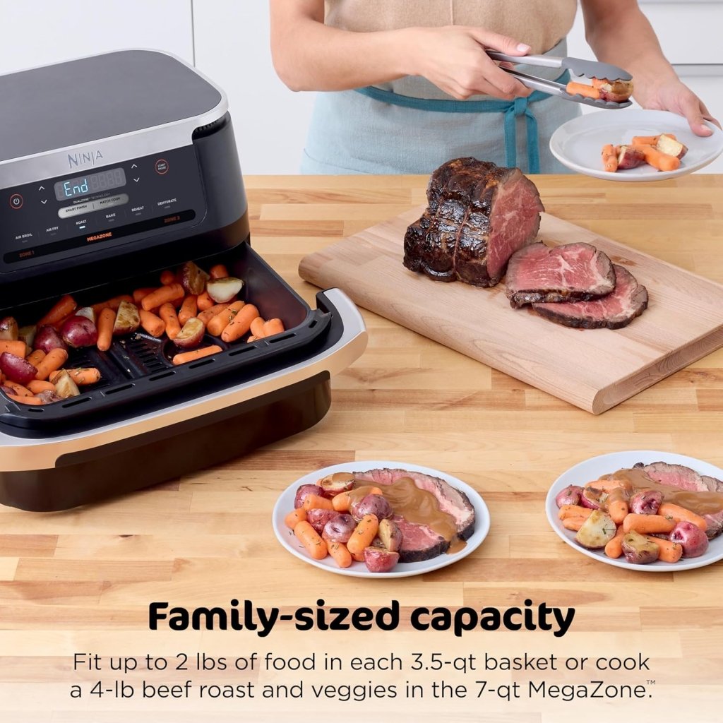 Ninja Foodi 6 - in - 1 FlexBasket Air Fryer with 7 - QT MegaZone & Basket Divider for Large Proteins & Full Meals, Smart Finish Cook 2 Foods 2 Ways, Family Sized Capacity, Air Fry, Roast & More - Wigtrends