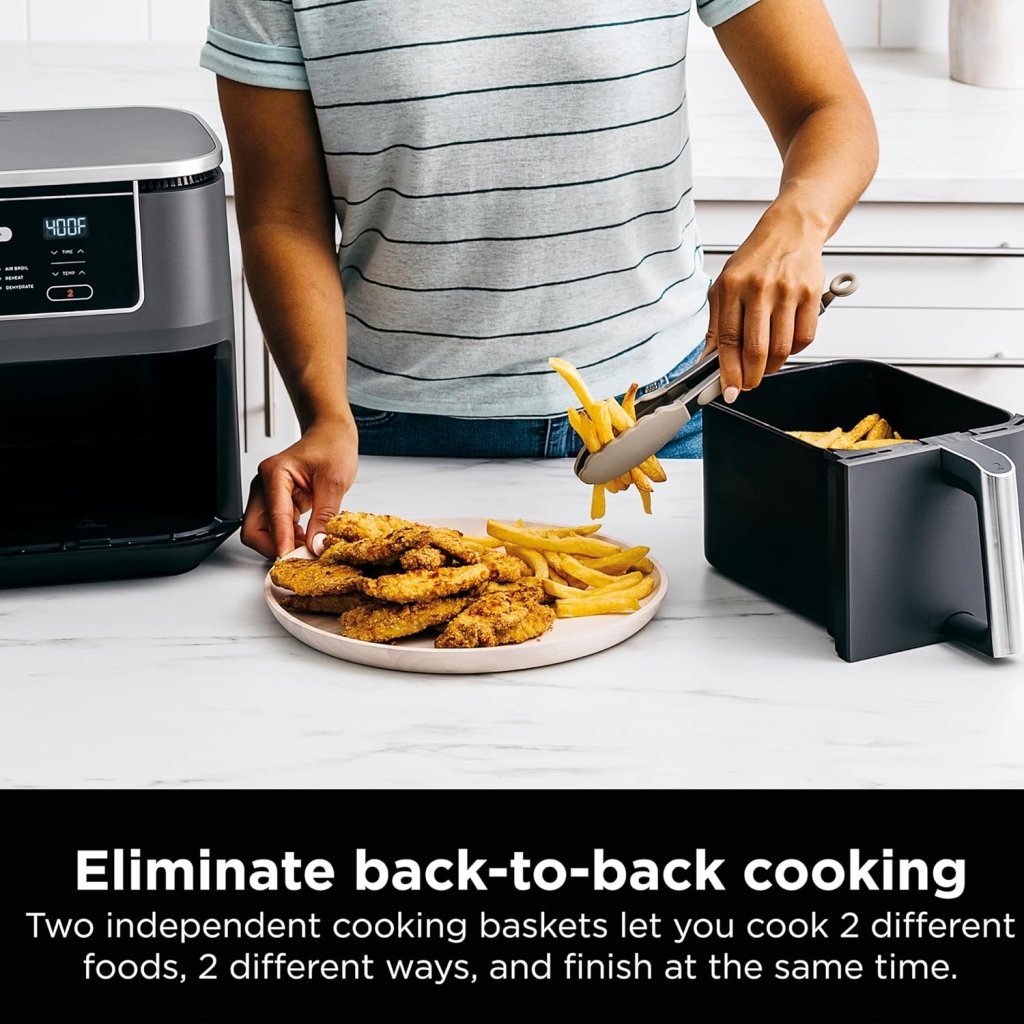 Ninja Foodi 6 - in - 1 FlexBasket Air Fryer with 7 - QT MegaZone & Basket Divider for Large Proteins & Full Meals, Smart Finish Cook 2 Foods 2 Ways, Family Sized Capacity, Air Fry, Roast & More - Wigtrends