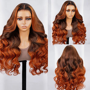 Ombre Brown Body Wave Human Hair Wig - Wigtrends