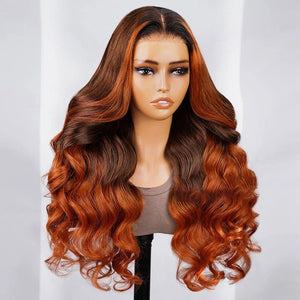 Ombre Brown Body Wave Human Hair Wig - Wigtrends