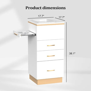 OmySalon Salon Storage Station, Barber Stations Beauty Salon Spa Equipment with 3 Drawers, a Storage Basin, 3 Hair Dryer Holders for Hair Styling, White Gold - Wigtrends