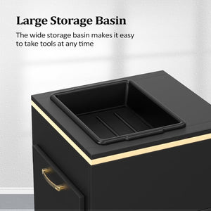 OmySalon Salon Storage Station, Barber Stations Beauty Salon Spa Equipment with 3 Drawers, a Storage Basin, 3 Hair Dryer Holders for Hair Styling, White Gold - Wigtrends