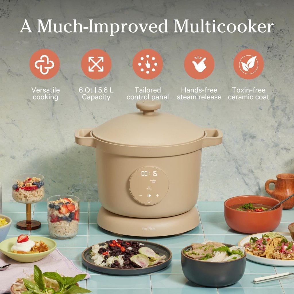 Our Place Dream Cooker | 6 - quart Multicooker | 4 Versatile Modes | Pressure Cook, Slow Cook, Sear & Saute, Keep Warm | Hands - Free Steam Release | Tailored Control Panel | Steam - Wigtrends