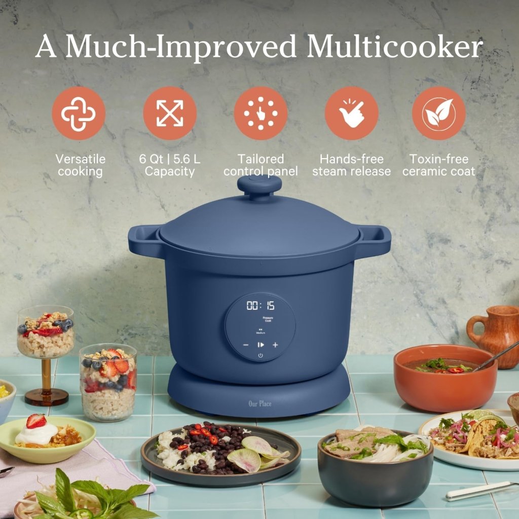 Our Place Dream Cooker | 6 - quart Multicooker | 4 Versatile Modes | Pressure Cook, Slow Cook, Sear & Saute, Keep Warm | Hands - Free Steam Release | Tailored Control Panel | Steam - Wigtrends