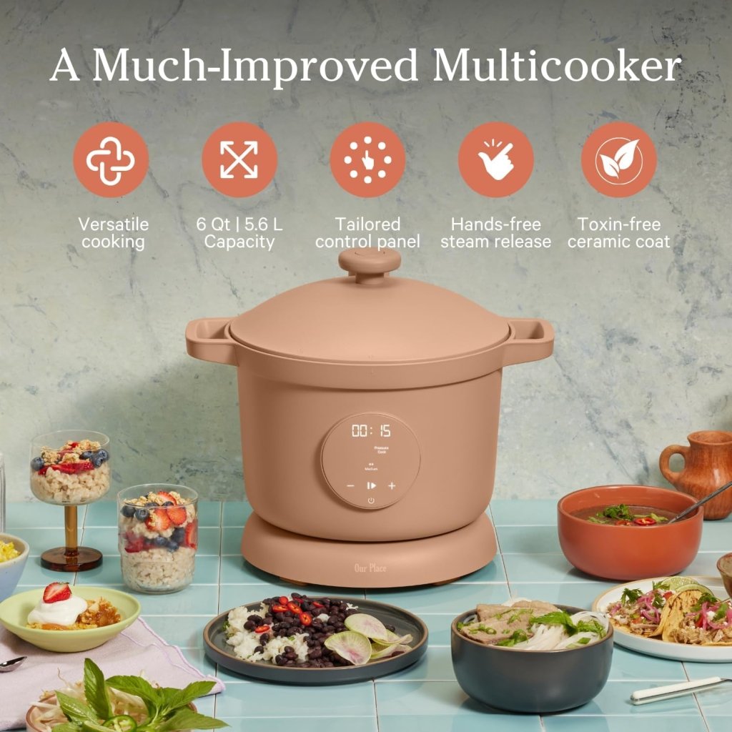 Our Place Dream Cooker | 6 - quart Multicooker | 4 Versatile Modes | Pressure Cook, Slow Cook, Sear & Saute, Keep Warm | Hands - Free Steam Release | Tailored Control Panel | Steam - Wigtrends