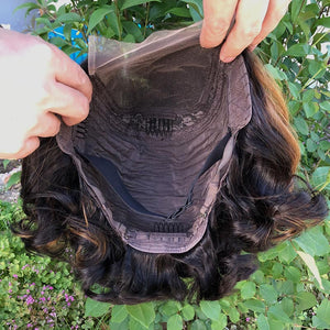 P1B/30 Balayage Highlight Loose Wave Human Hair 5x5 HD Lace Wigs With Medium Brown Highlights Stunning Style - Wigtrends