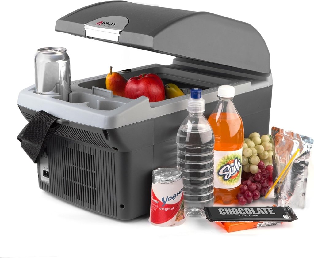 Personal Thermoelectric Cooler/Warmer, 14 Liter Capacity, Portable Electric Car Cooler with 12/24V DC, 12V Small Fridge for Car, RV, and Camping Use, UL Listed - Wigtrends