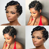 Pixie Cut Finger Waves Human Hair Frontal Lace Short Bob Wig - Wigtrends