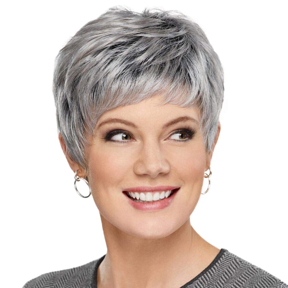 Pixie Cut Human Hair Wigs for Women Pretty Short Gray Wigs for Women Natural Realistic - Wigtrends