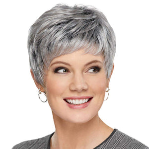 Pixie Cut Human Hair Wigs for Women Pretty Short Gray Wigs for Women Natural Realistic - Wigtrends