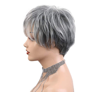 Pixie Cut Human Hair Wigs for Women Pretty Short Gray Wigs for Women Natural Realistic - Wigtrends