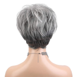 Pixie Cut Human Hair Wigs for Women Pretty Short Gray Wigs for Women Natural Realistic - Wigtrends