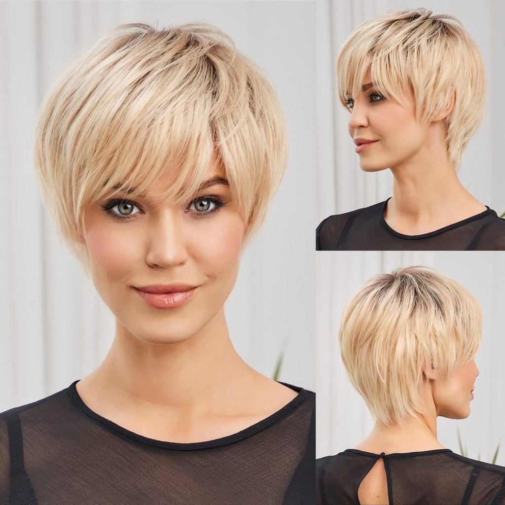 Pixie Cut Human Hair Wigs for Women Pretty Short Gray Wigs for Women Natural Realistic - Wigtrends