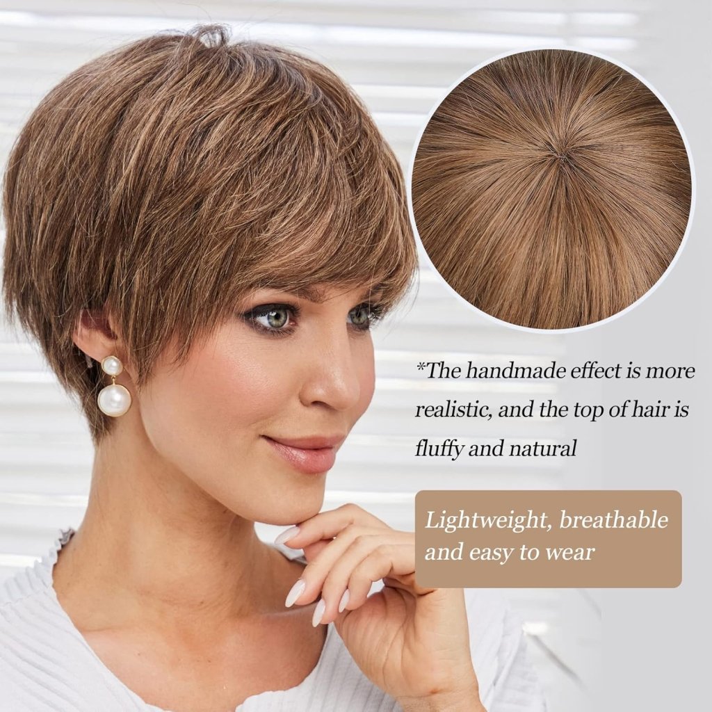 Pixie Cut Human Hair Wigs for Women Pretty Short Gray Wigs for Women Natural Realistic - Wigtrends