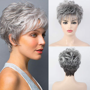 Pixie Cut Human Hair Wigs for Women Pretty Short Gray Wigs for Women Natural Realistic - Wigtrends