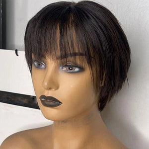 Pixie Cut Short Human Hair Bob Wig With Bangs - Wigtrends