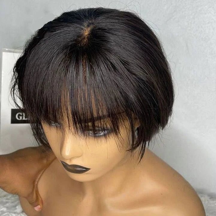 Pixie Cut Short Human Hair Bob Wig With Bangs - Wigtrends