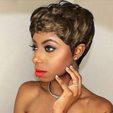 Pixie Cut Wig Human Hair Natural Wavy Short Wigs Human Hair with Layered Wigs - Wigtrends