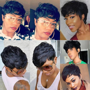 Pixie Cut Wig Human Hair Natural Wavy Short Wigs Human Hair with Layered Wigs - Wigtrends