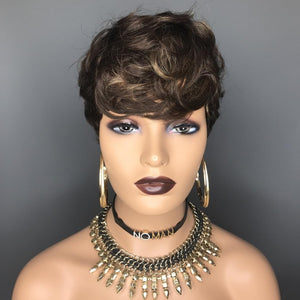 Pixie Cut Wig Human Hair Natural Wavy Short Wigs Human Hair with Layered Wigs - Wigtrends