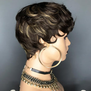 Pixie Cut Wig Human Hair Natural Wavy Short Wigs Human Hair with Layered Wigs - Wigtrends