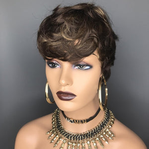 Pixie Cut Wig Human Hair Natural Wavy Short Wigs Human Hair with Layered Wigs - Wigtrends